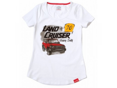 Женская футболка Toyota Land Cruiser 70, Ladies T-Shirt, White, артикул TMHRTTCL01XS от Toyota Женская футболка Toyota Land Cruiser 70, Ladies T-Shirt, White, артикул TMHRTTCL01XS